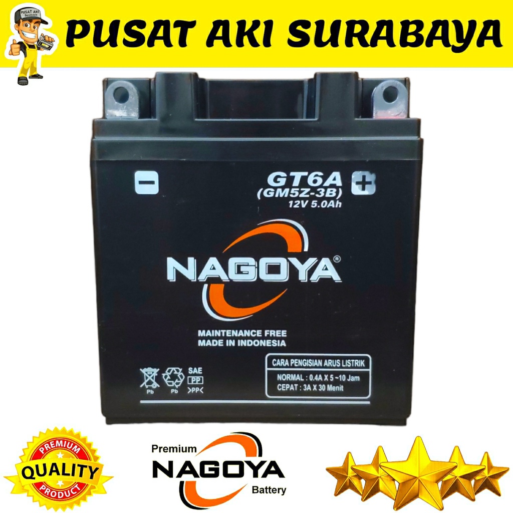 PASTI ASLI AKI NAGOYA GT6A SEPEDA MOTOR SHOGUN 110 MIO KARBU MIO SPORTY JUPITER Z MTX5AL YB5LB YT7C GM5Z