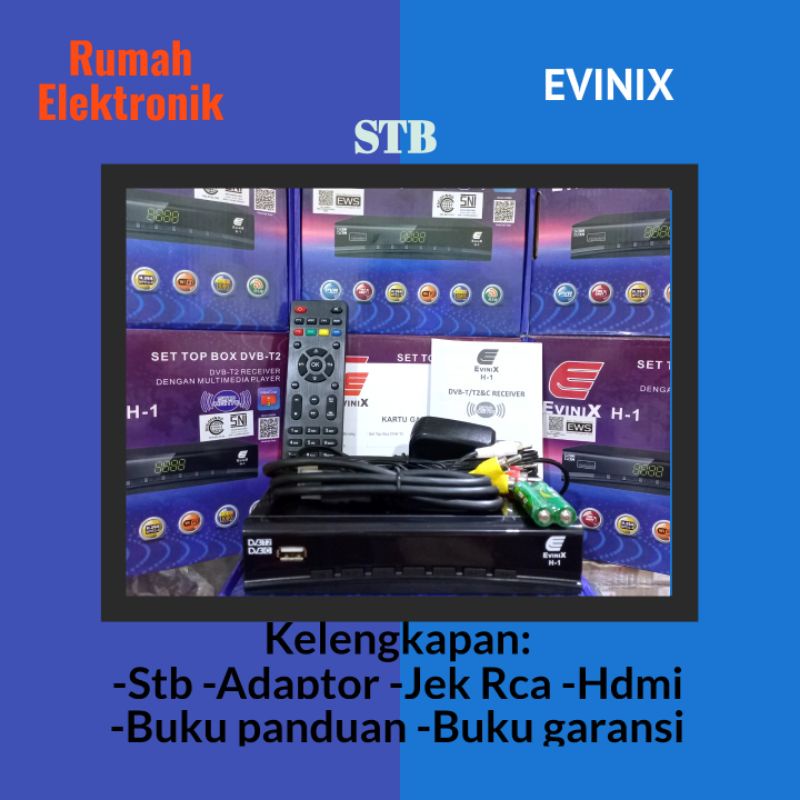 Berkat heroik  Set top box evinix H1 New Edition Adaptor DVB T2 Siap Digital-Kontak Biru