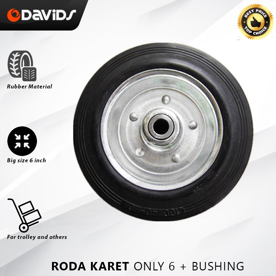 Roda Troli Karet Caster Gerobak Ban Troly Only 6 Inch Plus Bushing