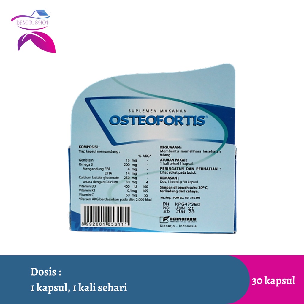 Osteofortis Suplemen Tulang with Genistein / Mencegah Osteoporosis