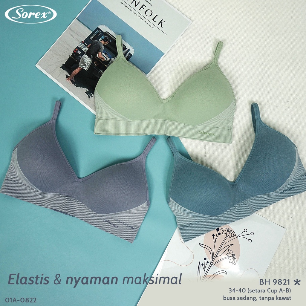 NEW BH BRA 9821 SOREX - Sorex Bra Busa Sedang Tanpa Kawat Kait 2 Setara Cup A-B Cup 3/4 Harian BH 9821 ADA MOTIF BARU BAHAN KATUN BAHAN BAGUS BUAT SEHARI HARI KAIT 2 TANPA KAWAT  -ARA98STORE