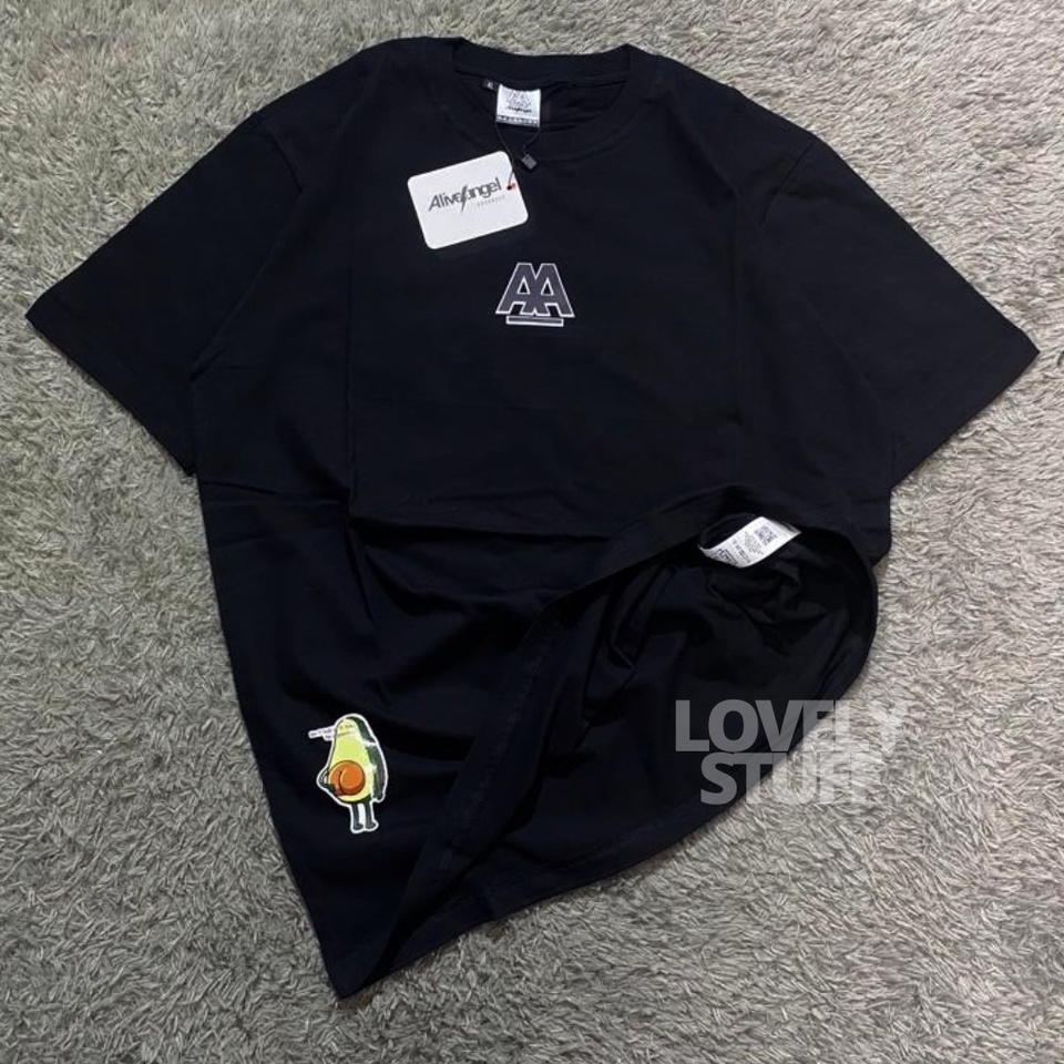 T-SHIRT SIMPEL CLOTHING MOTIF ART AA KAOS PRIA BASIC DISTRO ORIGINAL ALIVE ANGEL HITAM KATUN / COUPL