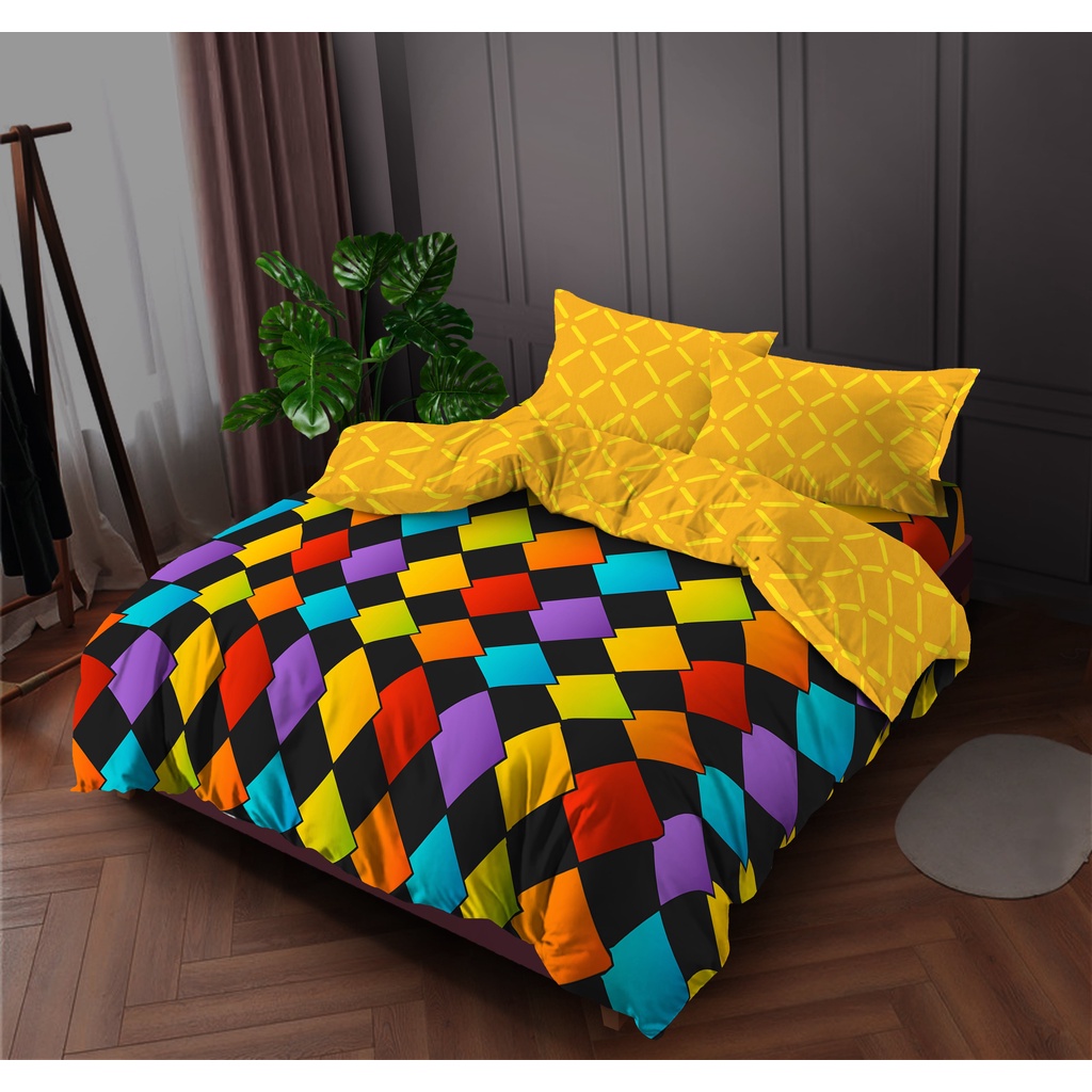 Kintakun Bedcover Set Flat 160 / 180 Raduga Dluxe Microtex 20cm Kuning