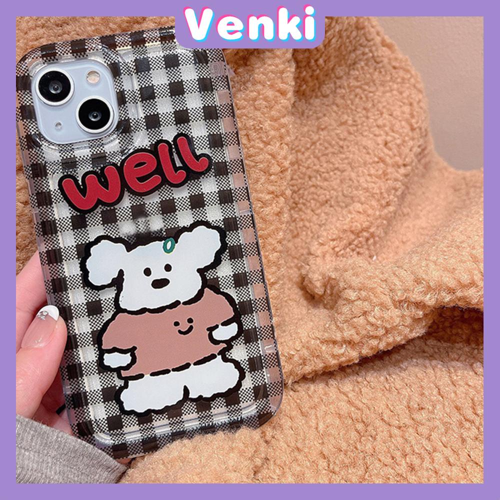 Case For iPhone 14 Pro Max TPU Soft Jelly Airbag Clear Case Cute Checkerboard Puppy Camera Protection Shockproof For iPhone 14 13 12 11 Plus Pro Max 7 Plus X XR