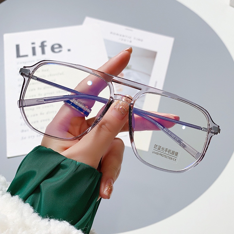 Tr90 Kacamata Anti Radiasi Frame Kotak Balok Ganda Untuk Pria Dan Wanita