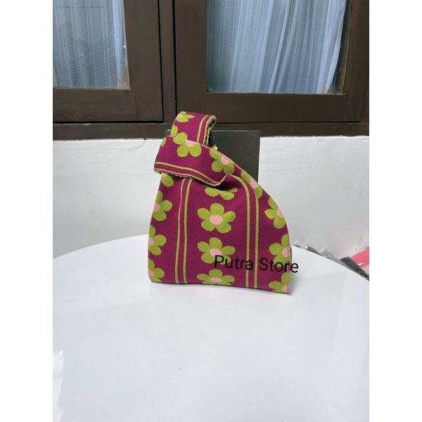 Tas wanita Tote bag Rajut motif sunflowers