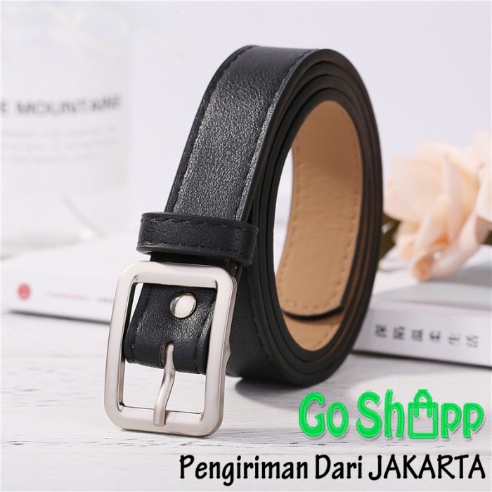 Ikat Pinggang Wanita Gesper Wanita Persegi - Tali Pinggang Import - Gesper Kulit PU [IK03] - Hitam(Y