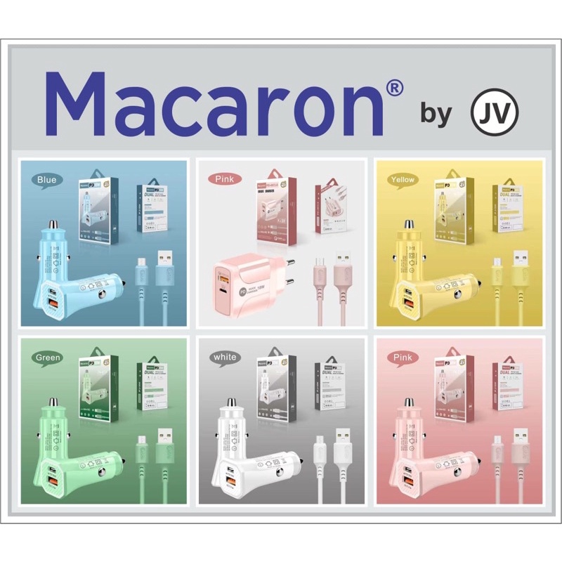 saver macaron jv output 1usb a + 1usb type-c fast charging quallcoom 0.3 Promo Sen