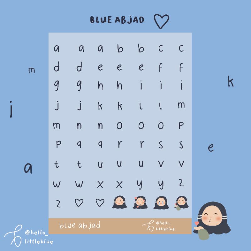 

sticker blue abjad / sticker kiss cut / sticker muslimah