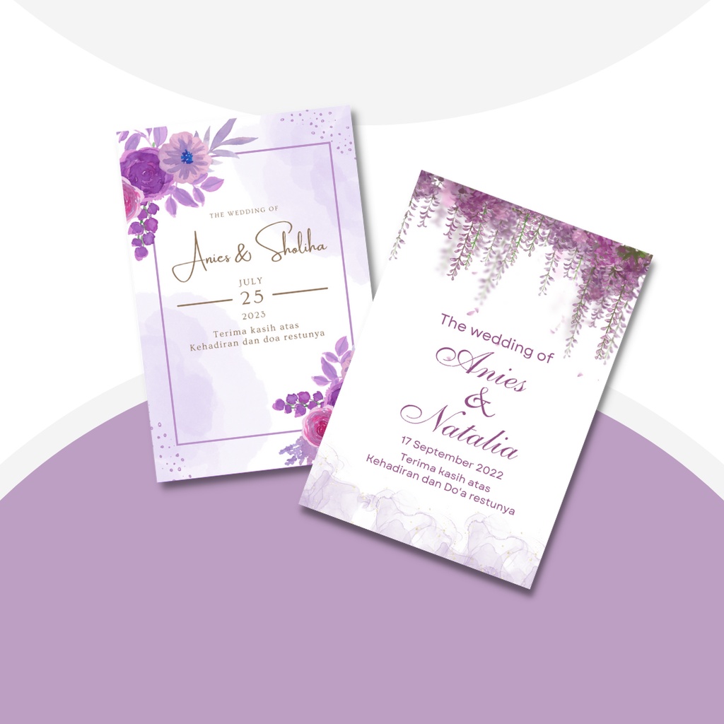 Jual Kartu souvenir cantik/Kartu ucapan pernikahan/Kartu ucapan ungu
