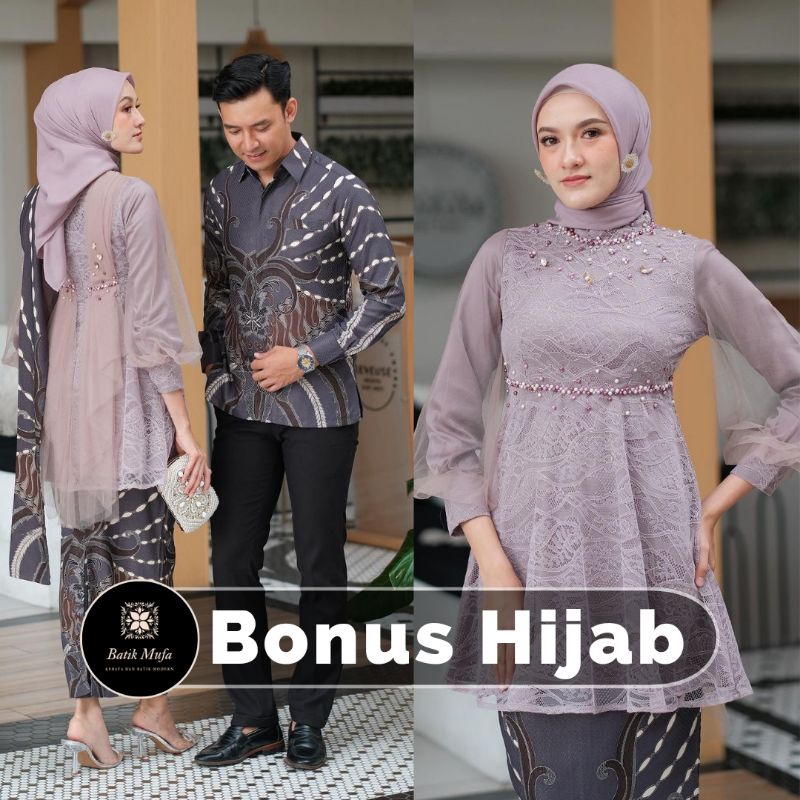 SET COUPLE NADINE MAUVE / LATTE | KEBAYA TERBARU KEBAYA WISUDA KEBAYA TUNANGAN KEBAYA LAMARAN KEBAYA ORI