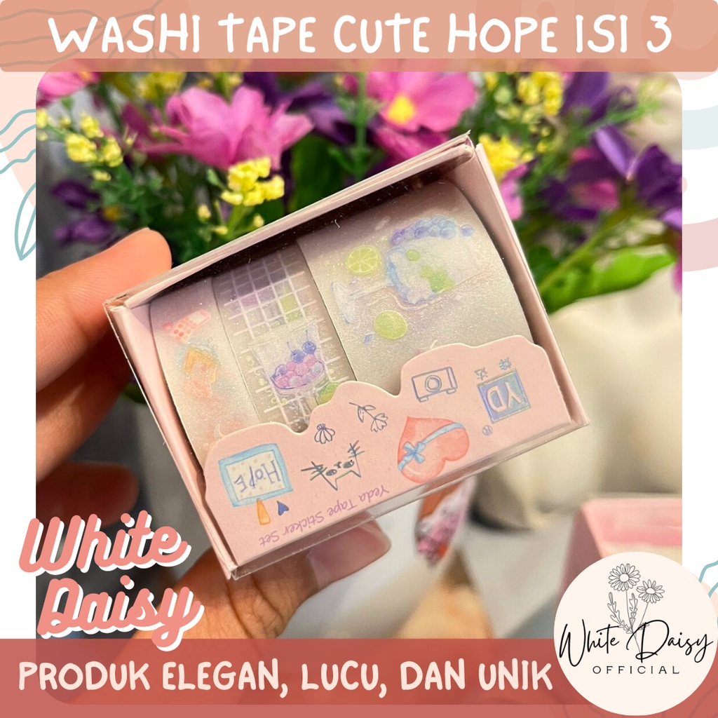 

Set Washi tape cute hope premium isi 3 Pcs hadiah anak gift set lovely