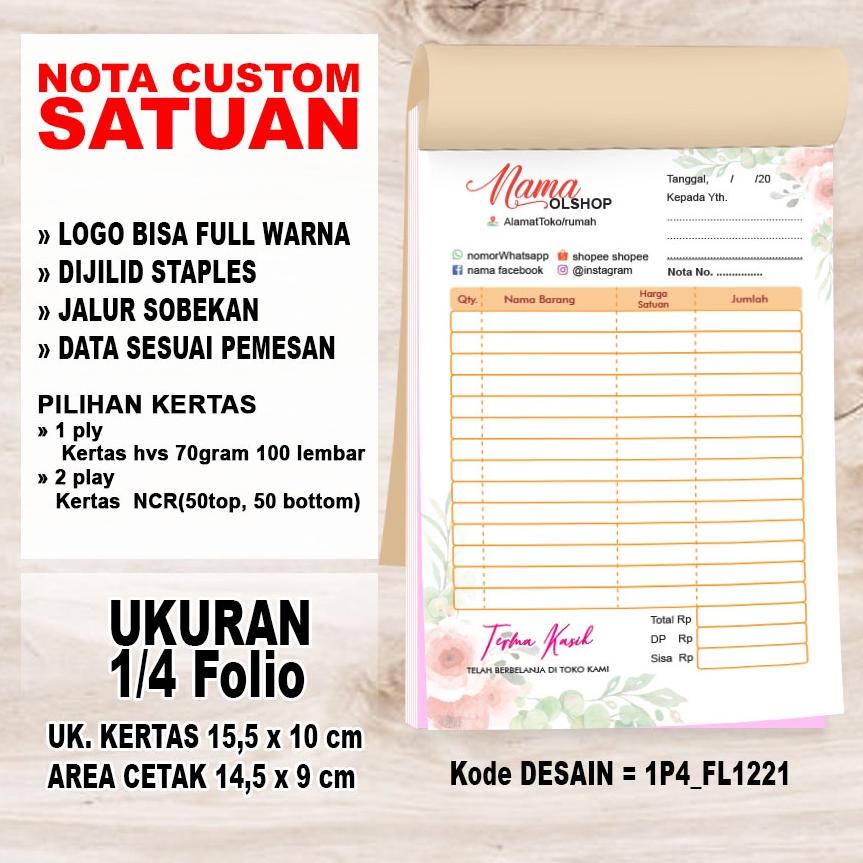 

BISA COD nota custom data | ( 15,5 x 10cm)1/4 folio | bisa dipasang logo toko tanpa batasan jumlah warna | pesan satu buku bisa | nota tidak hanya sebagai data transaksi, tapi juga sebagai identitas toko