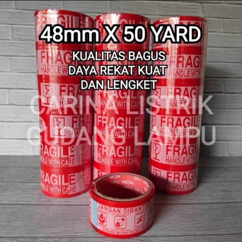 

LAKBAN FRAGILE MERAH 2" KUALITAS BAGUS 45 x 50 YARD KUAT LENGKET