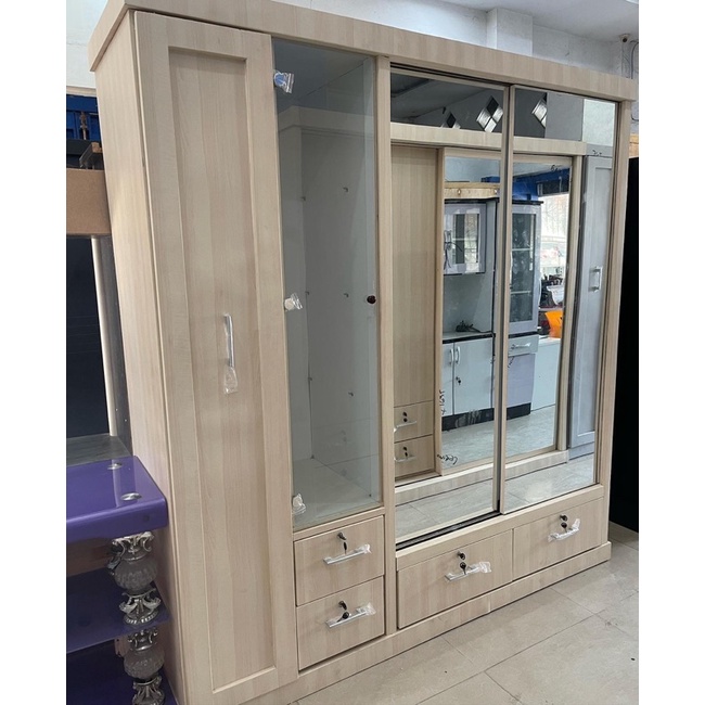 Lemari Pakaian HPL Sliding Pintu Tarik