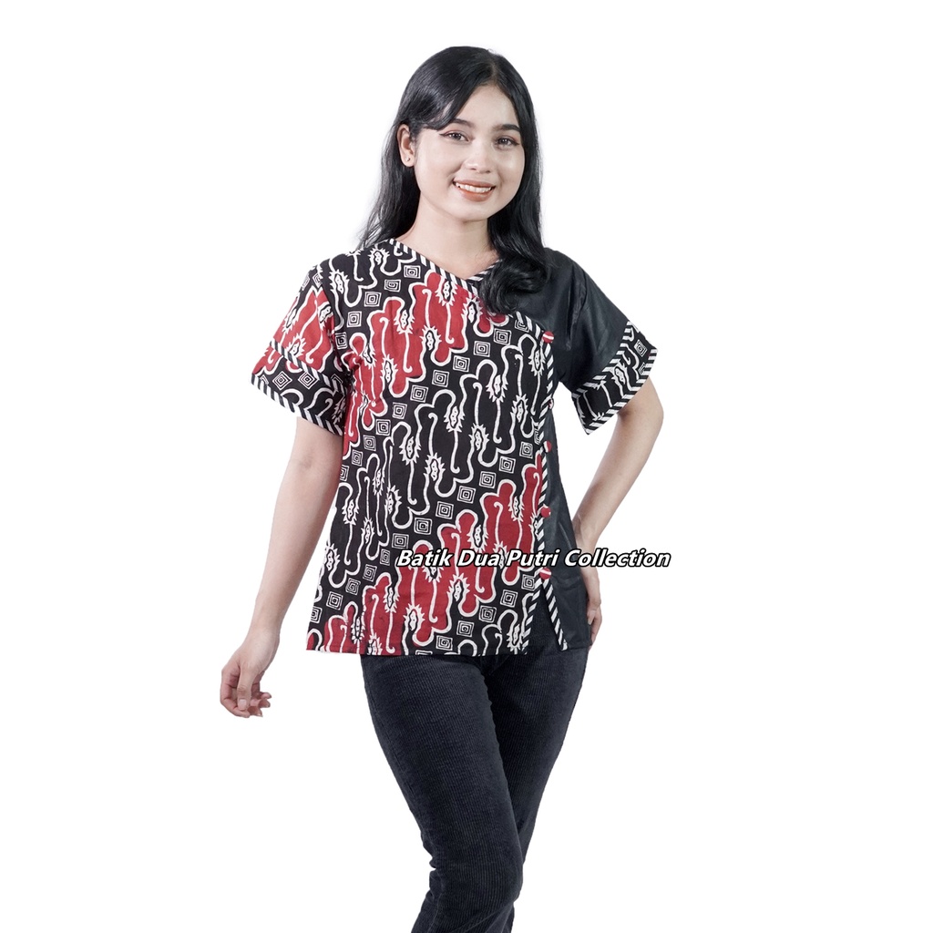 Batik Cap Couple Keluarga Blouse Atasan Dress Hem Simple Modern Family Pria Wanita