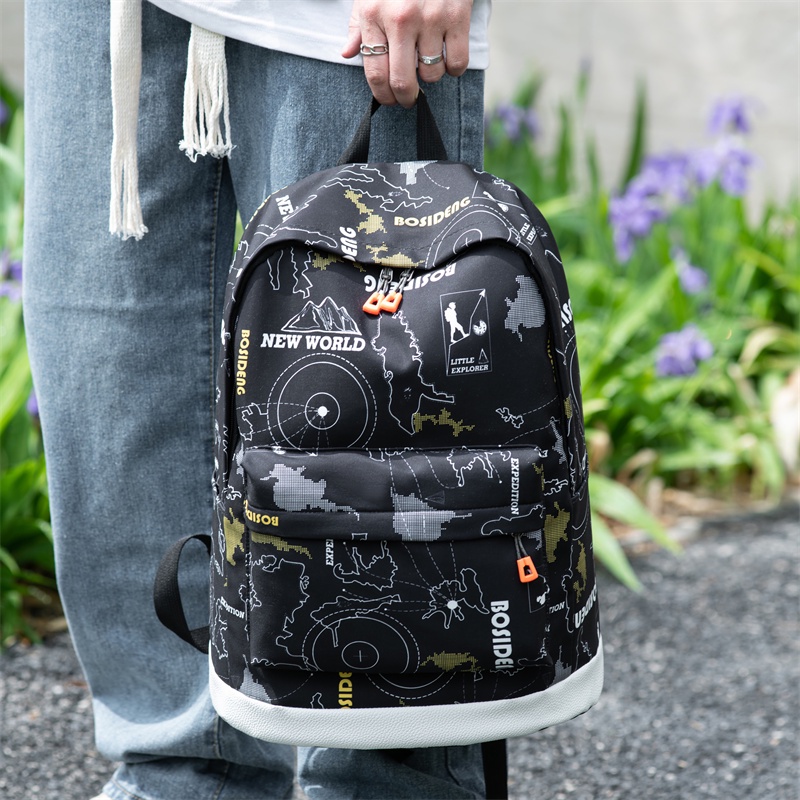 Highland Tas Ransel Pria Tahan Air Casual Tas Punggung Hitam Cowok Sekolah Keren Fashionable Trendy TR810