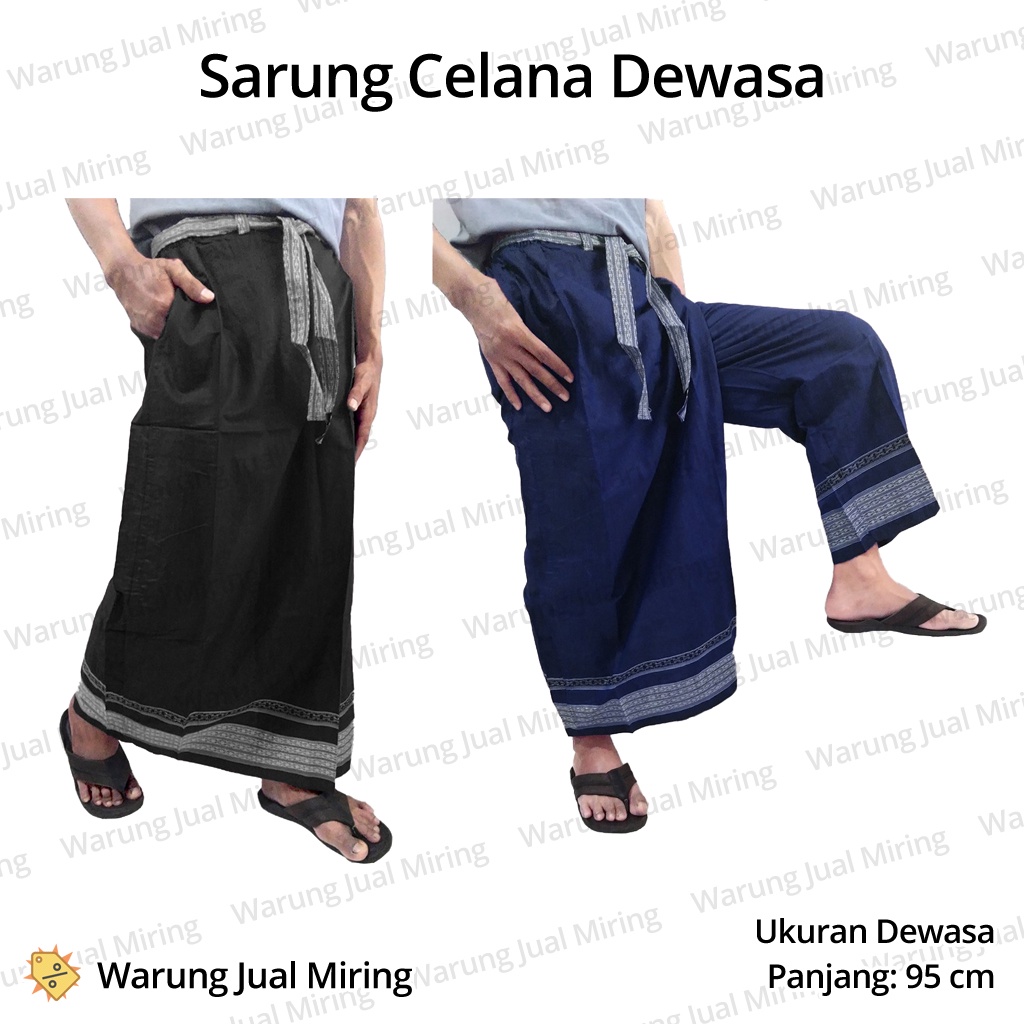 Sarung Celana Instan Remaja Dewasa - Sarcel Celsar Cesar Celarung Instant Pria Laki Muslim Cowo Cowok Polos Warna Motif Islam Sholat Shalat Solat Salat Jumbo Panjang Karet Pinggang Murah Adem Tebal Awet Kantong Hitam Abu Coklat Biru Merah Motif Kotak