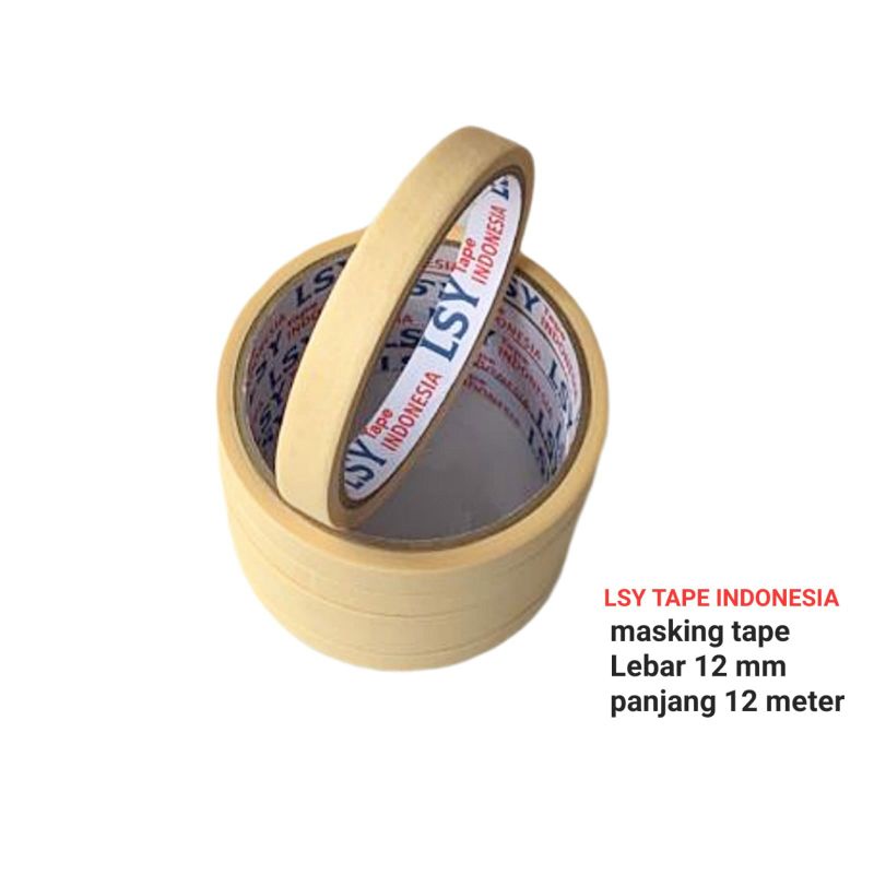 

masking tape / lakban kertas 12mm x 12m full LSY TAPE INDONESIA ( CBM )