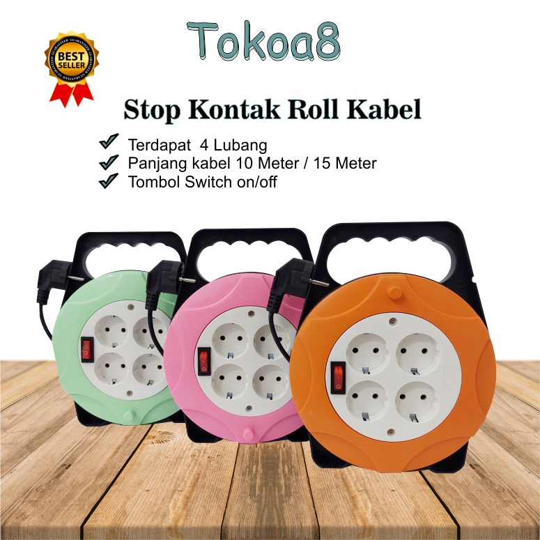 Stop Kontak / Roll Kabel panjang 10 meter / 15 meter Switch