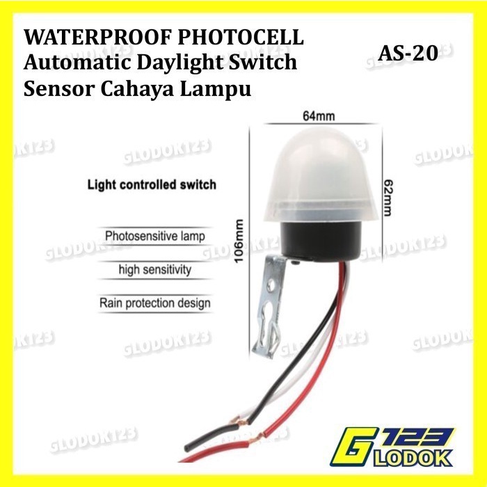 Saklar Sensor Cahaya Lampu Jalan Otomatis Anti Air Outdoor 220V 10A