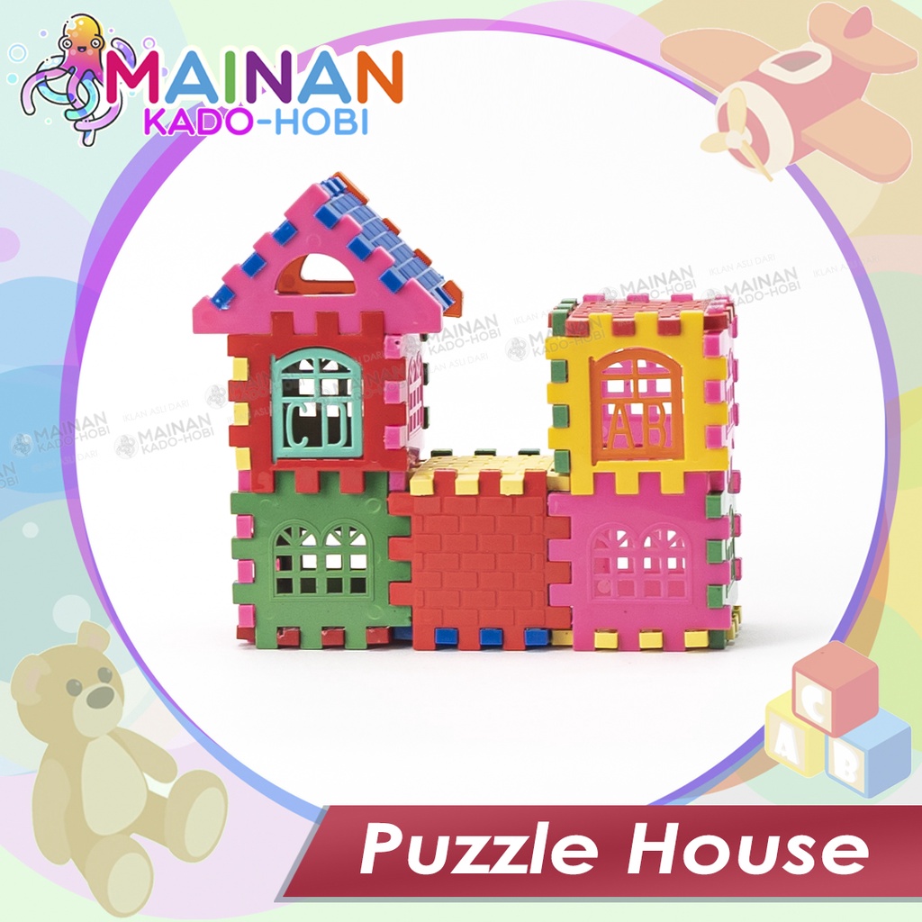 MAINAN ANAK EDUKASI SUSUN RUMAH BLOCKS PUZZLE HOUSE