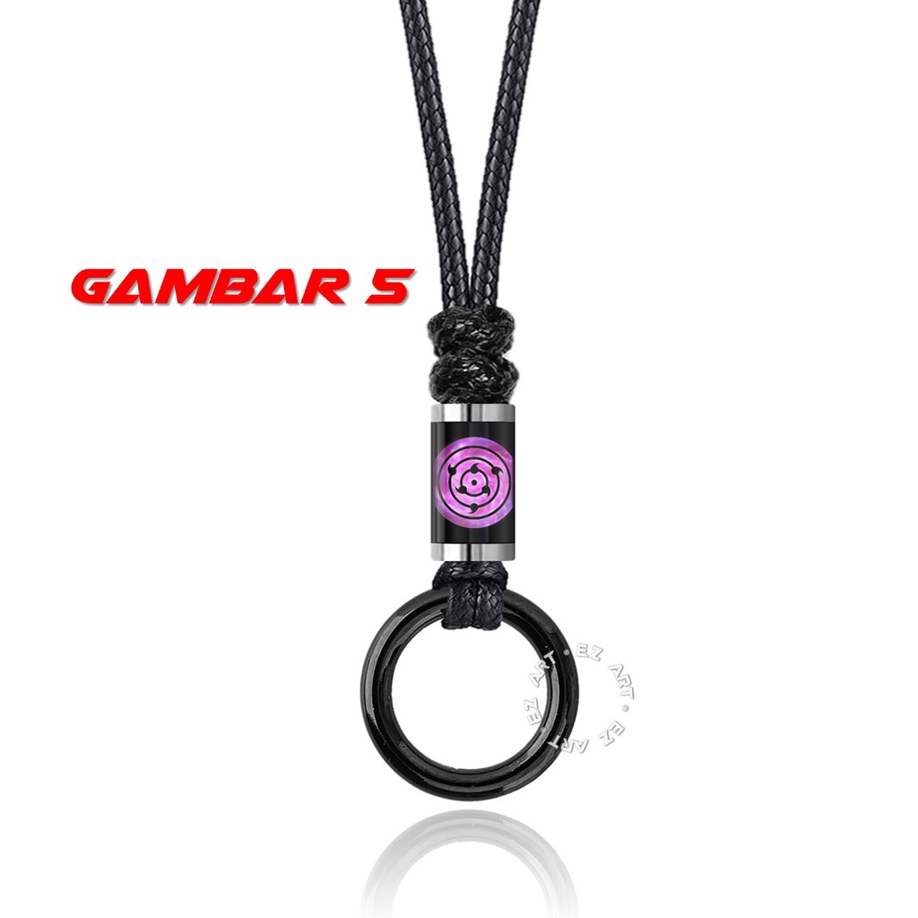 KALUNG CINCIN TABUNG GAMBAR ANIME NARUTO SHARINGAN RINEGAN AKATSUKI TALI KULIT KEPANG ANYAM KOREA