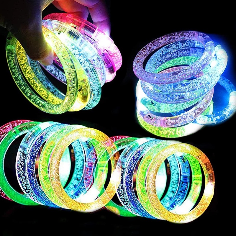 1pcs Single Warna Acak Warna Perlengkapan Pesta Removable Glow Sticks Gelang Akrilik LED Kedip Pergelangan Tangan LED Bercahaya Gelang Untuk Pesta Pernikahan