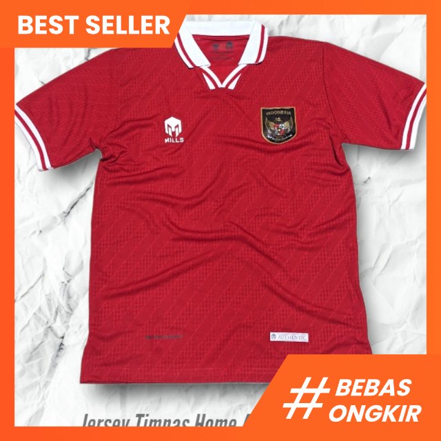 BEST SELLER baju bola timnas Indonesia MILLZ 2022 logo timbul bisa request nama sendiri