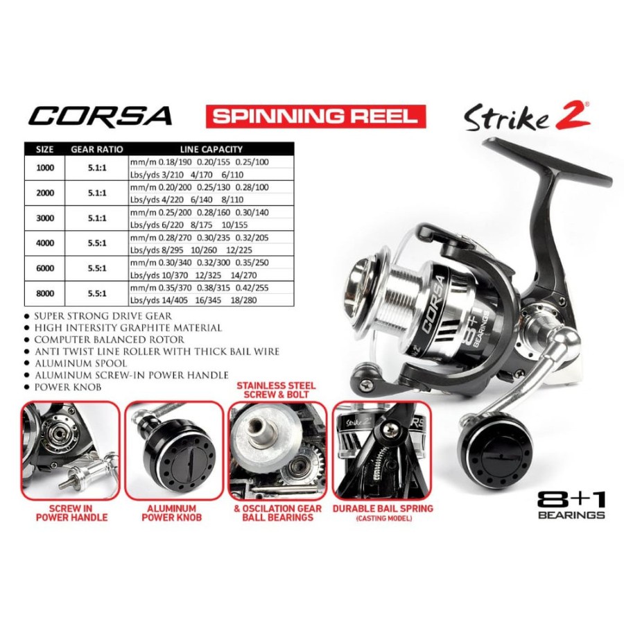 Reel Strike 2 Corsa 6000 - 3000 Reel Power Handle Harga Terjangkau