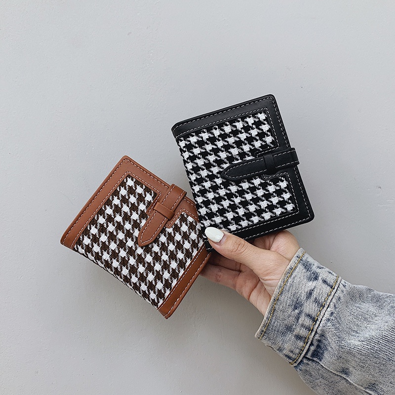 DZIRA DOMPET Lipat Motif HOUNDSTOOTH Kotak Kotak Cute Korean Style By Chikoisme NR