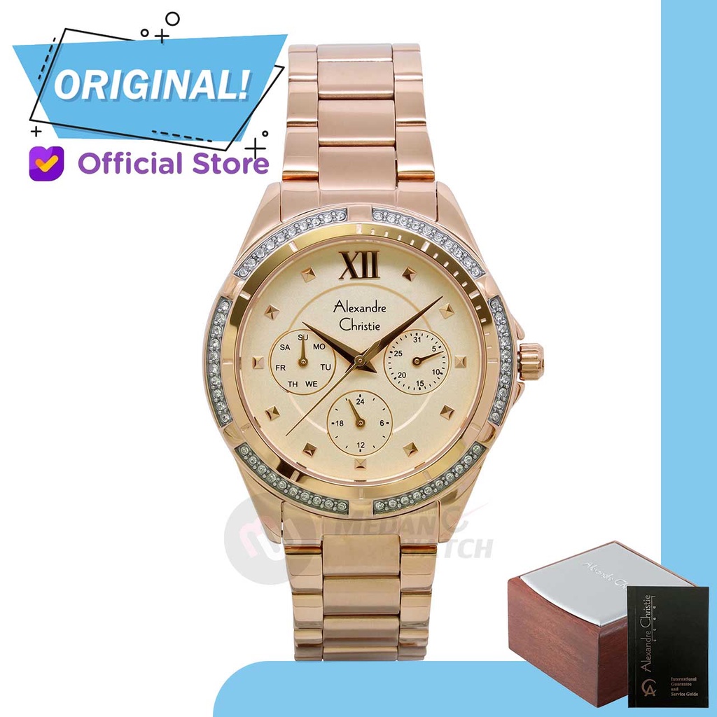 Jam Tangan Wanita Analog Alexandre Christie 2644BF AC2644 AC 2644 BF 2644 BFBRGRG Original Garansi R