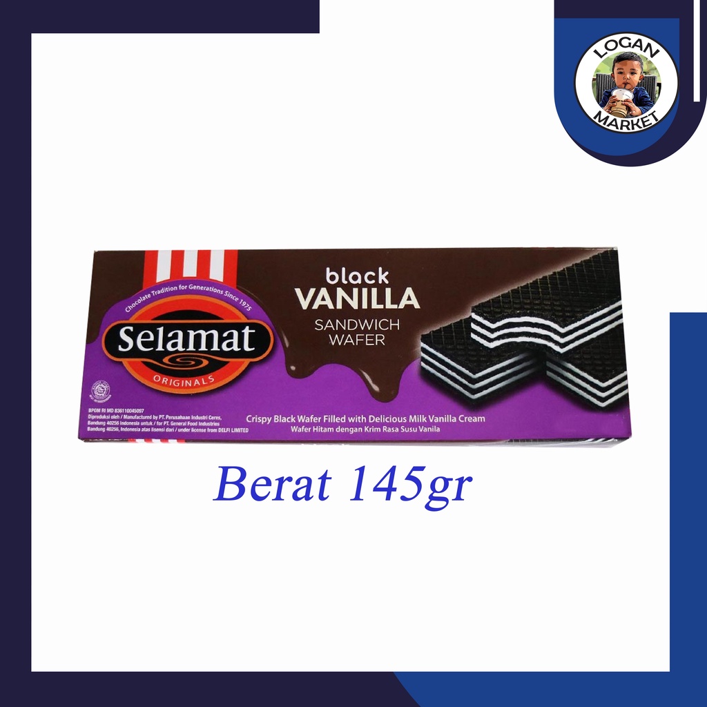 Selamat Wafer Black Vanilla Vanila 145gram 145 gram