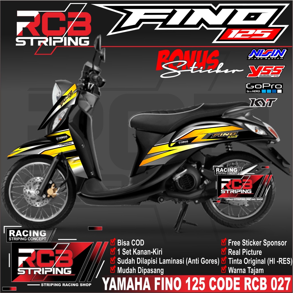 STRIPING MIO FINO 125 STICKER LIS STYLE STRIPING MOTOR YAMAHA FINO 125 DESAIN. RCB 027