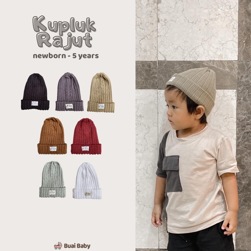 BUAI - Topi Kupluk Anak Bayi Rajut Bahan Lembut