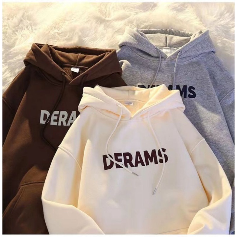 Hoodie BIG SIZE Korean Harajuku Style (S - 6XL) Jacket Oversize Boy Girl DERAMS DREAMS Unisex Jumbo Jaket Brown Coklat Tua Dusty Pink Cream Krem Grey Black  M L XXL 2L 3L XXXXL 5XL Cream Jaketin aja