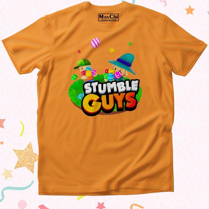 Kaos Anak Remaja Dewasa Stumble Guys Egg Oranye