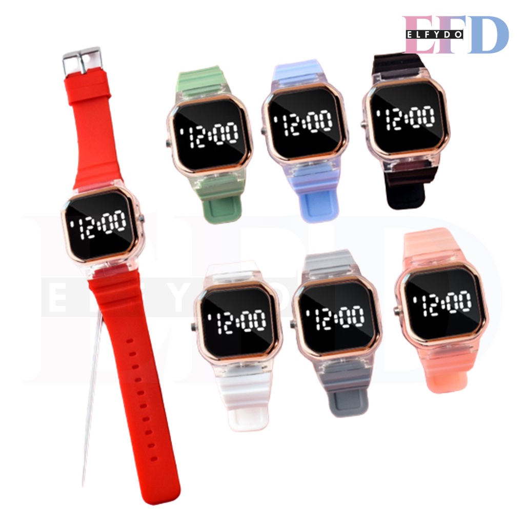 ELFYDO - J186 Jam Tangan Rubber Digital Jam Tangan Fashion Wanita Jam Tangan Display Led