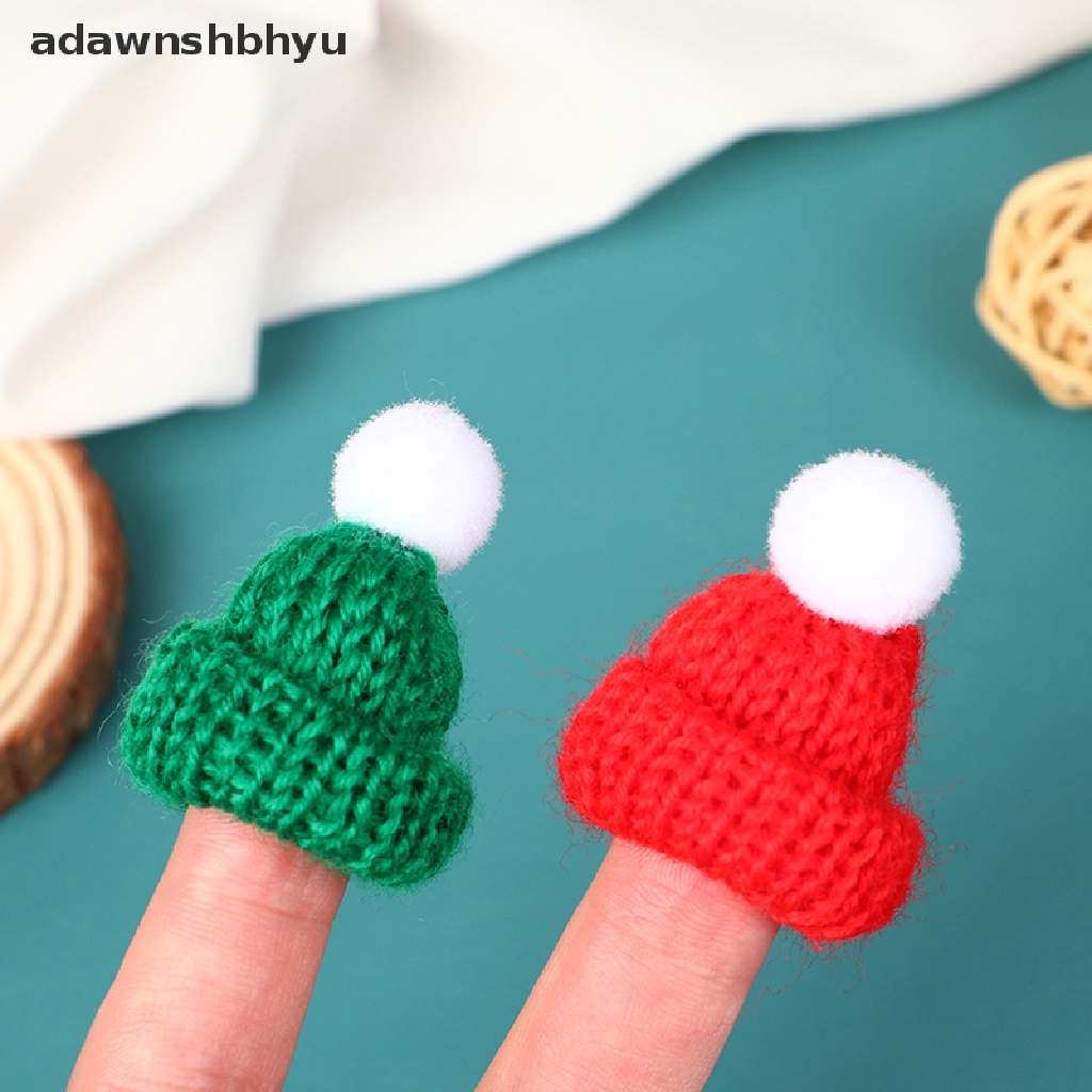 Adawnshbhyu 4 Pcs Bergaya Xmas Mini Syal Dan Topi Dekor Boneka Pakaian Aksesori Hiasan Kepala Mainan ID