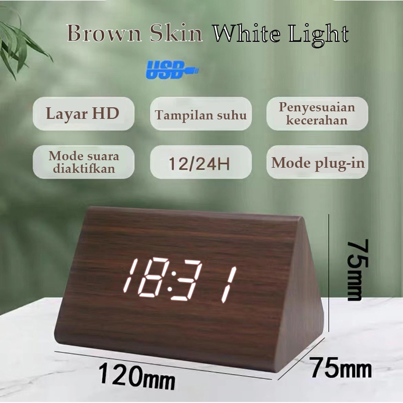 Jam kayu / Jam Meja Kayu Led Digital / Digital Wood Smart Alarm Clock / Digital Jam Led / Jam kayu elektronik