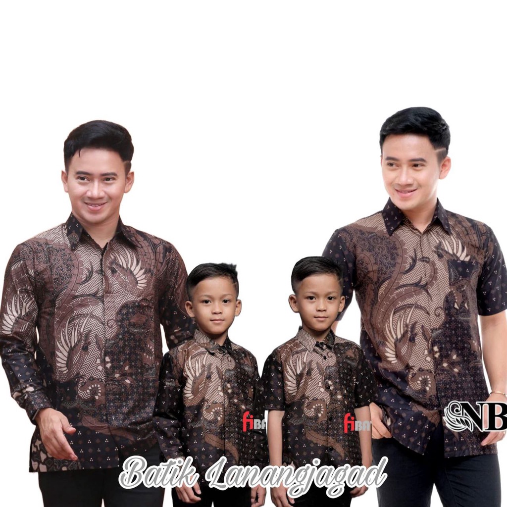 Batik Pria Couple Batik Ayah dan Anak Laki Laki Kemeja Batik Anak Cowok Motif CucakRowo Hitam Soa Coklat