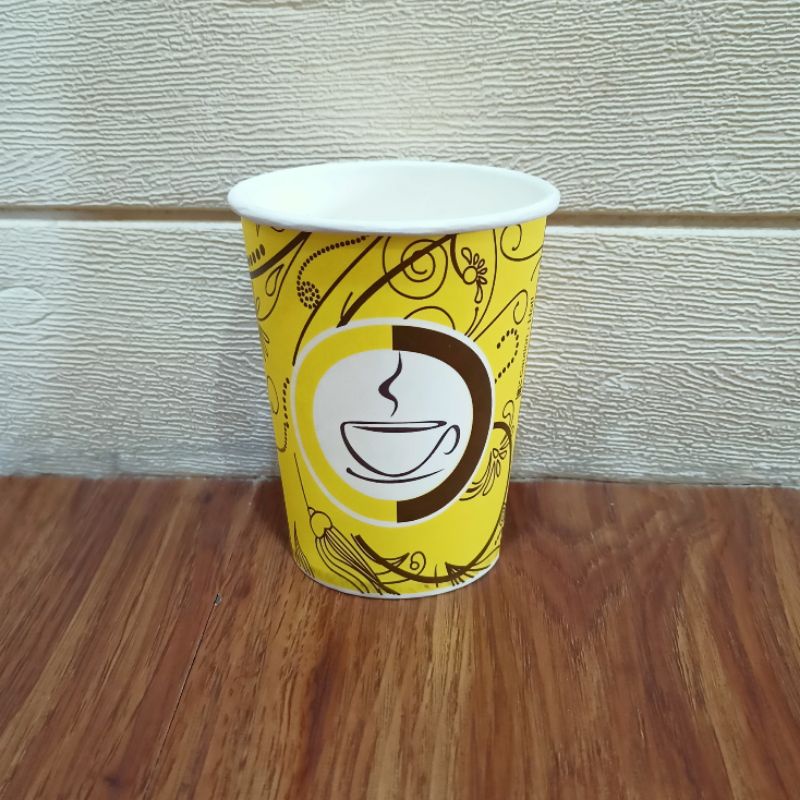 HOT PAPER CUP 9 OZ (220 ML) TANPA TUTUP ISI 50 GELAS BLACK AND YELLOW SET