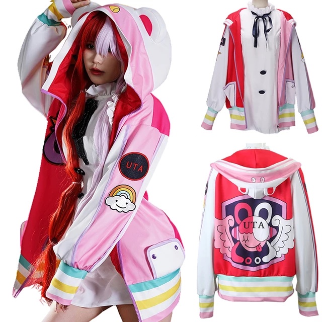 Jaket Hoodie Sweater Outer Only Anime One Piece Film Red Uta Cosplay