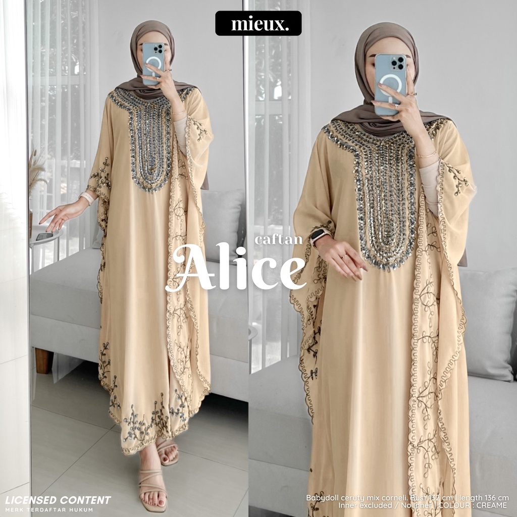 Kaftan Fashion Muslim Wanita kaftan lebaran Original Mieux