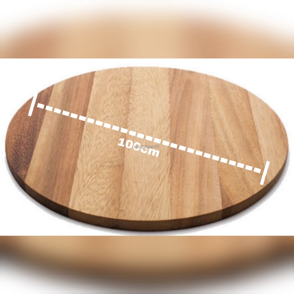 Papan Kayu Bulat Tatakan Kayu Bulat Papan Kayu Bulat Round Wood Table 100cm