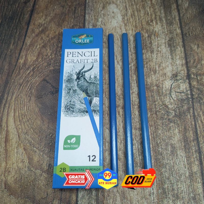 Pensil ORLEE 2B GRAFIT isi 12/alat tulis/pencils 2B/alat sekolah