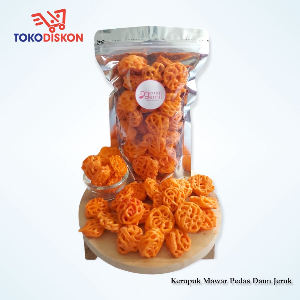 

Kerupuk Mawar Pedas Daun Jeruk Homemade Krupuk Bunga Pedes / Premium
