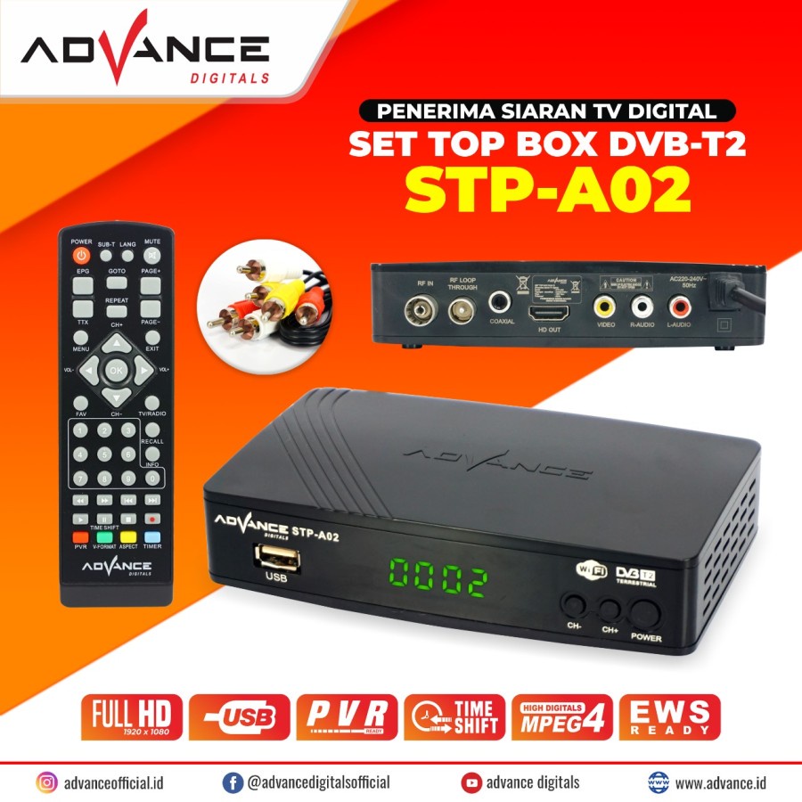 Advance STP-A02  Set Top Box TV Digital / Receiver STB DVB T2 Youtube Wifi