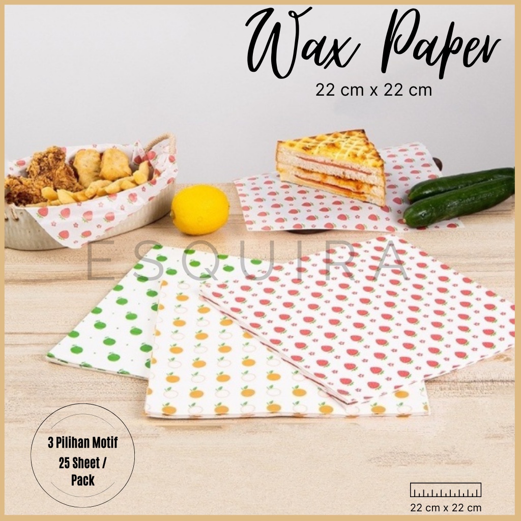 Wax Paper Fruit 25 pcs/Korean Bento Cake/ Baking Paper 22 cm x 22 cm