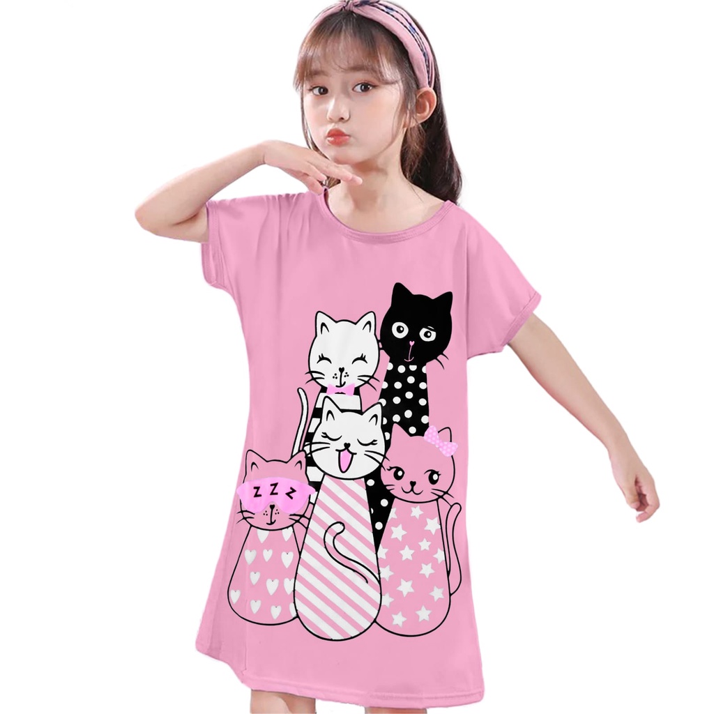 DASTER Anak Motif Kucing 2-12 Tahun